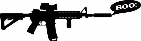 VINYL-AUFKLEBER – AR-15 Rifle Ghost Gun sagt „BOO!“